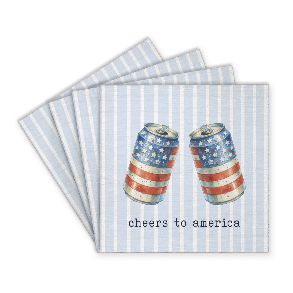 American Flag Beer Cans Coaster Set