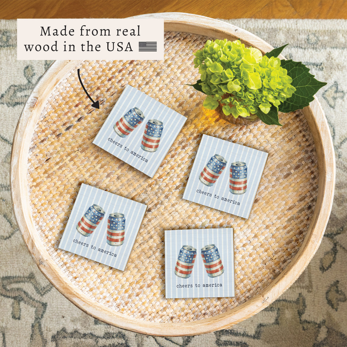American Flag Beer Cans Coaster Set