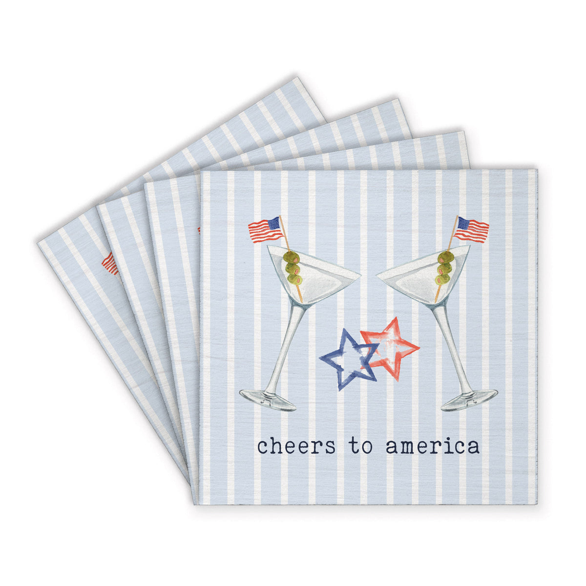 American Flag Martinis Coaster Set
