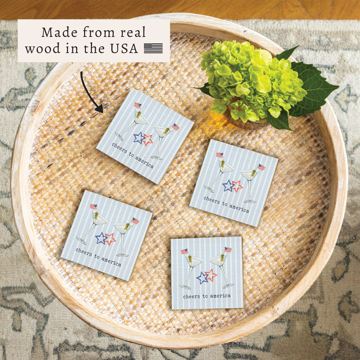 American Flag Martinis Coaster Set