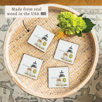 Daffodil Brant Point Lighthouse Coaster Set