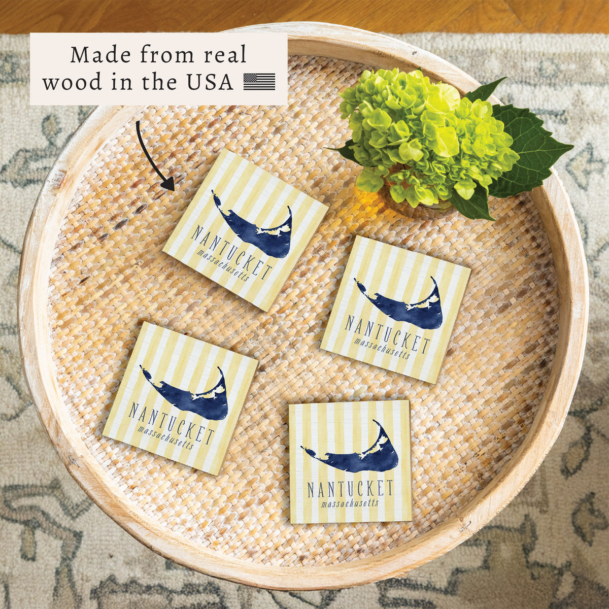 Nantucket Yellow Stripes Coaster Set
