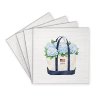 Hydrangea Ack Flag Boat Tote Coaster Set