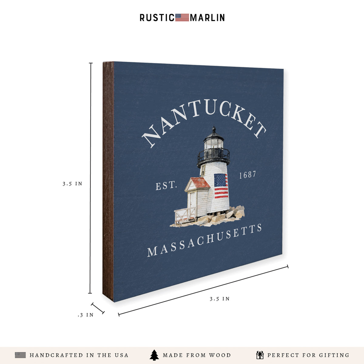 Nantucket Brant Point Lighthouse Coaster Set