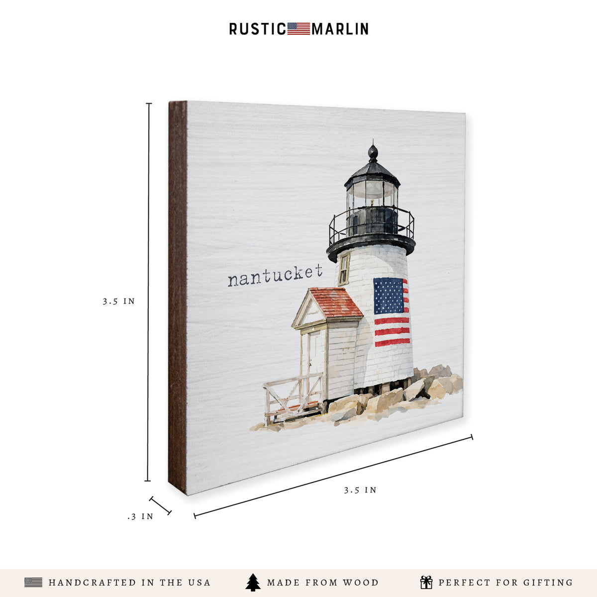 Brant Point Lighthouse Flag Coaster Set