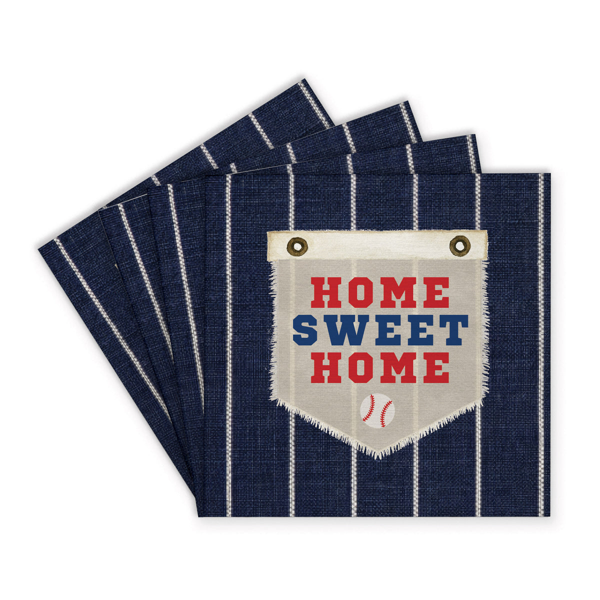 Home Sweet Home Blue Stripes Coaster