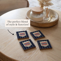 Home Sweet Home Blue Stripes Coaster