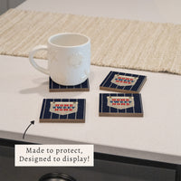Home Sweet Home Blue Stripes Coaster