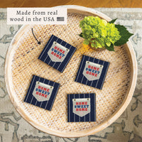 Home Sweet Home Blue Stripes Coaster