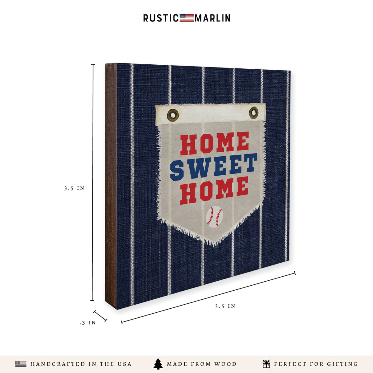 Home Sweet Home Blue Stripes Coaster