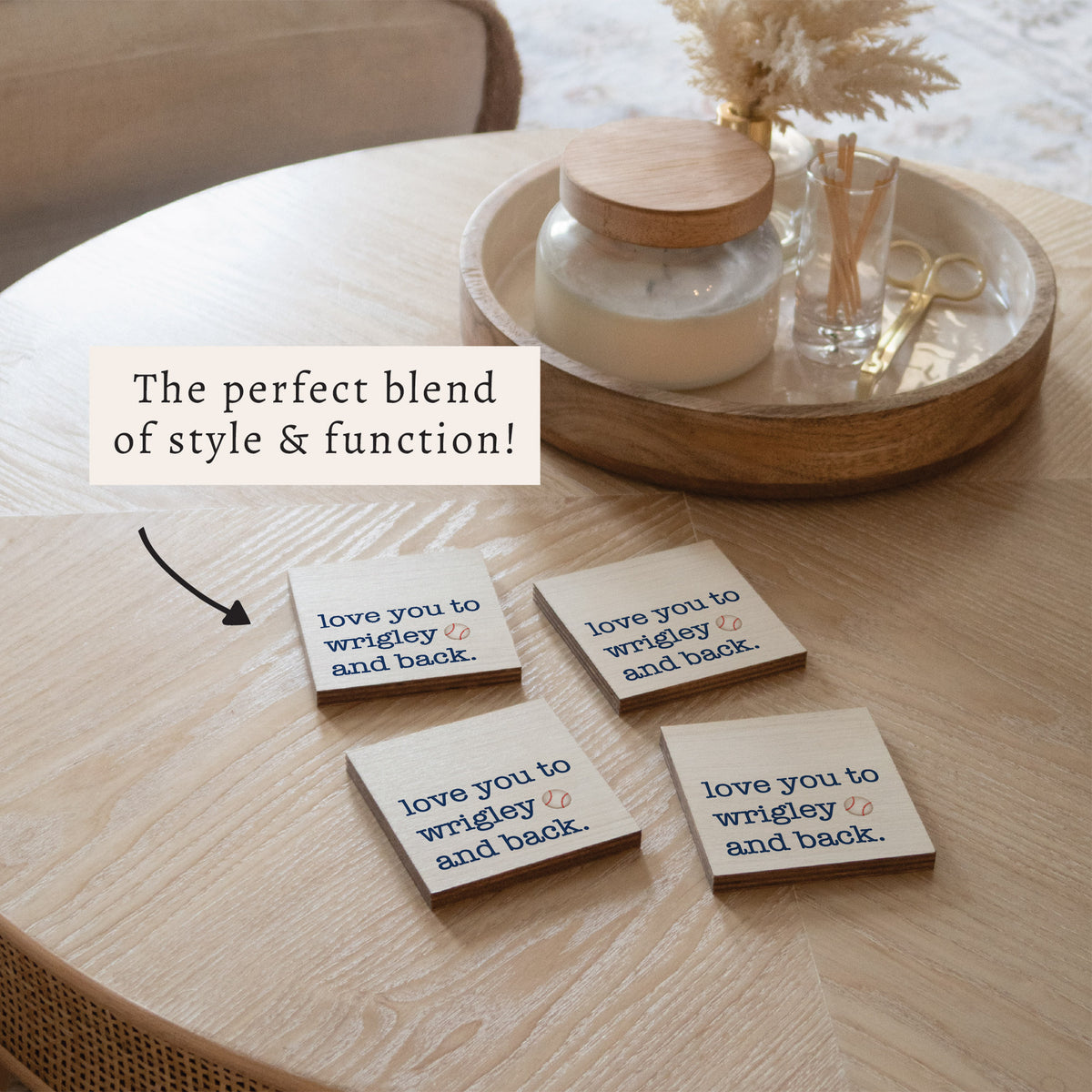 Love You To Wrigley Baseball Coaster