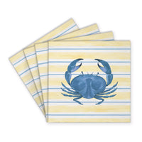 Blue Crab Stripe Coaster Set