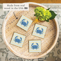 Blue Crab Stripe Coaster Set