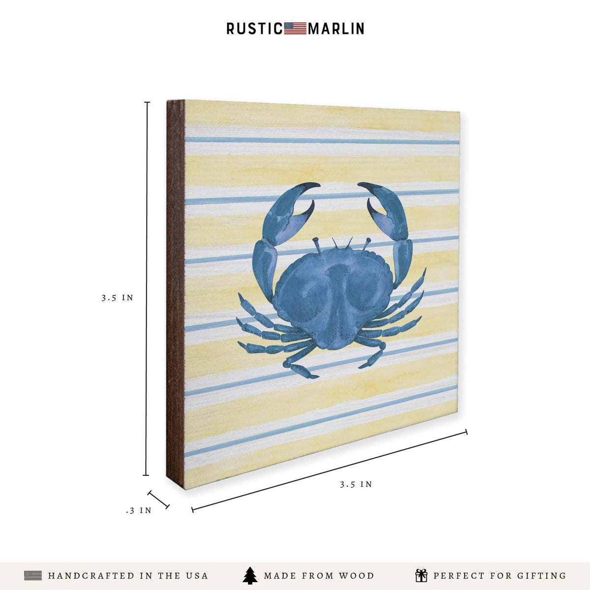 Blue Crab Stripe Coaster Set