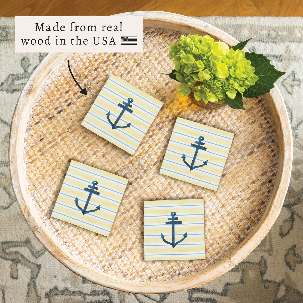 Anchor Stripe Coaster Set