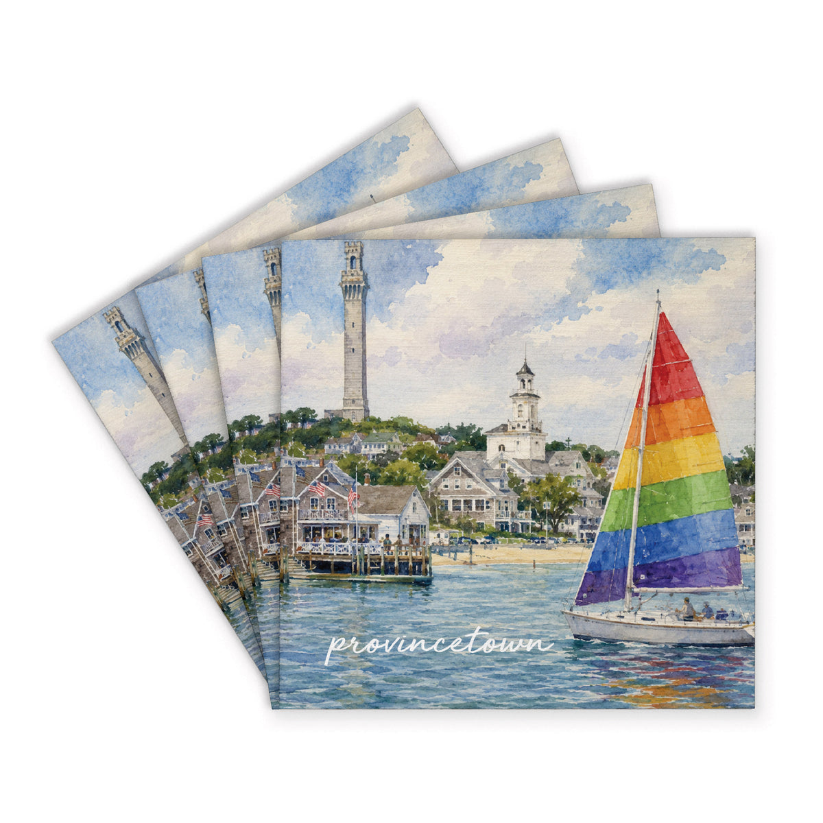 Provincetown Pride Sailboat  Coaster Set