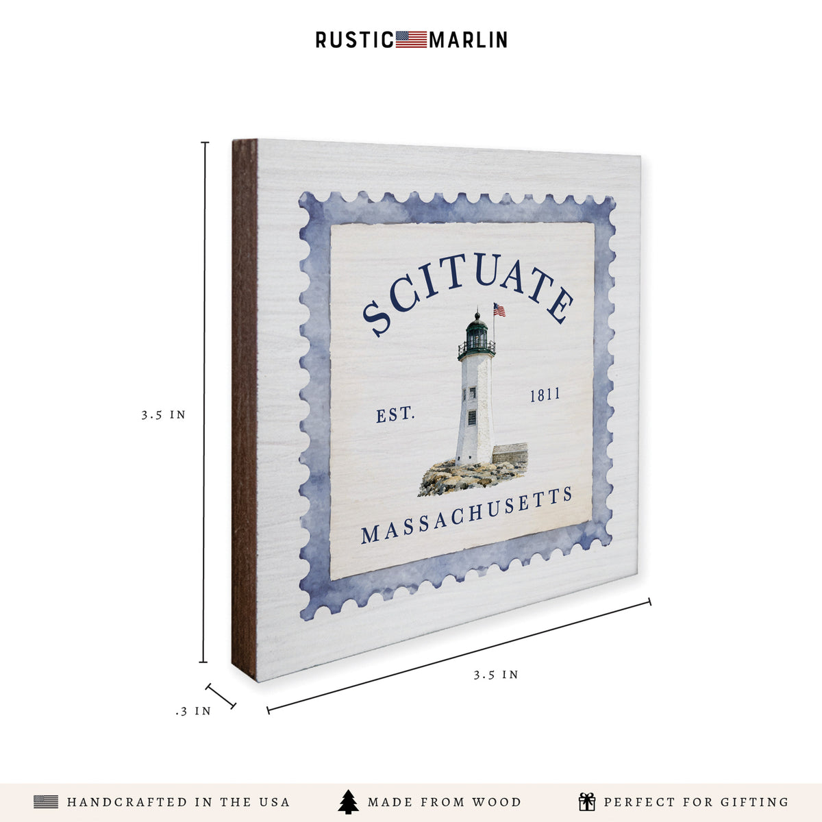 *Scituate Lighthouse Stamp Coaster Set