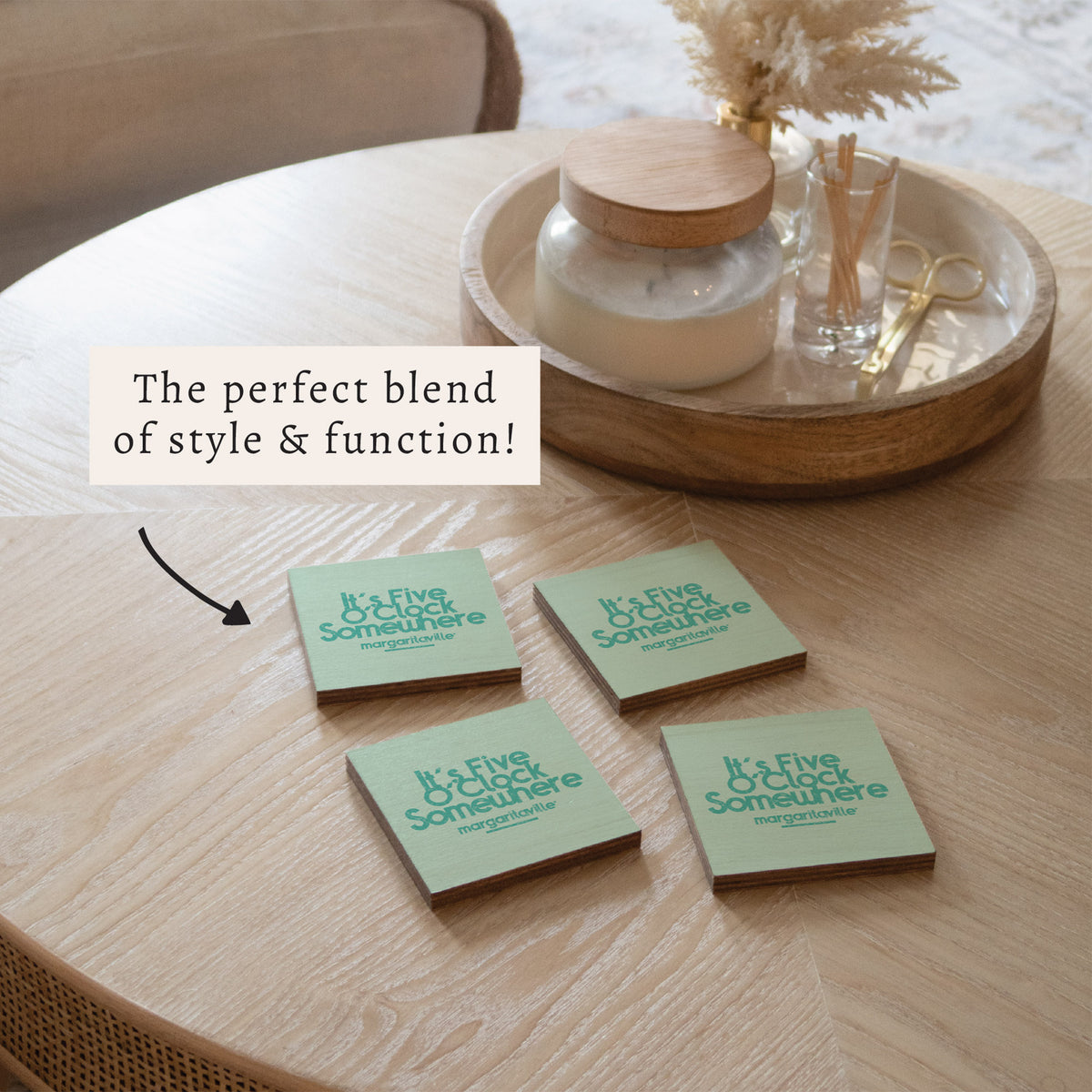 *It’s 5 O’Clock Somewhere Green Coaster Set