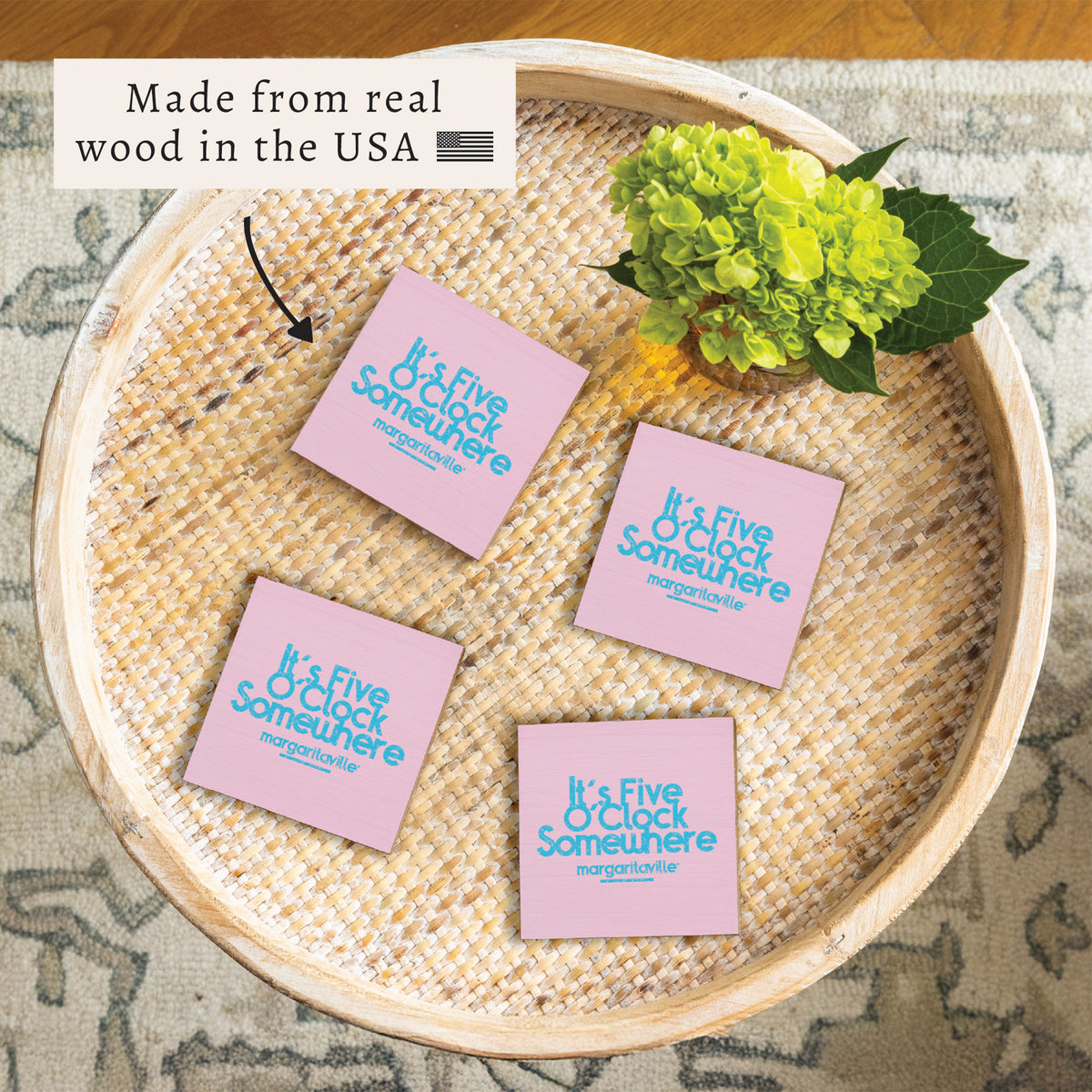 *It’s 5 O’Clock Somewhere Pink Coaster Set