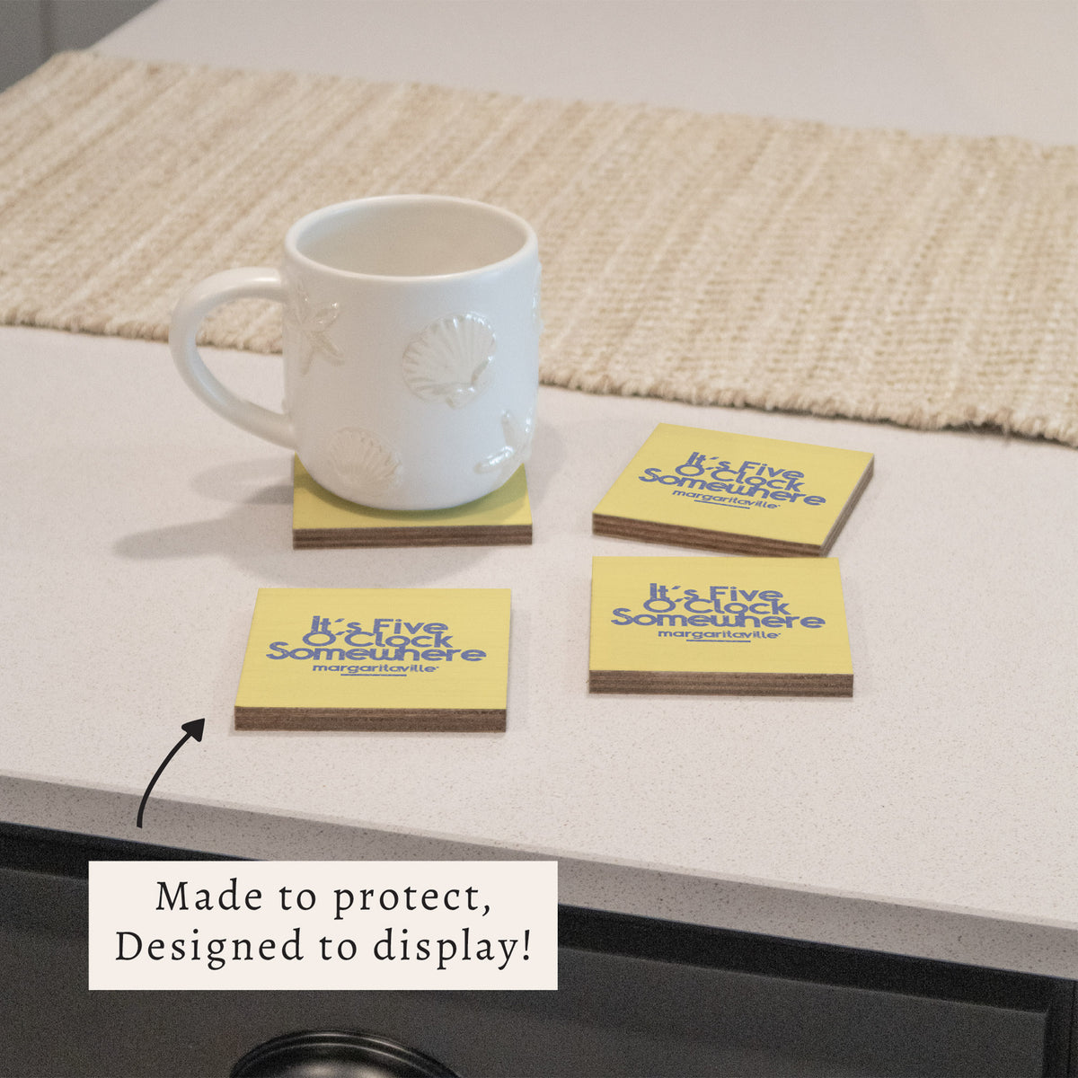 *It’s 5 O’Clock Somewhere Yellow Coaster Set
