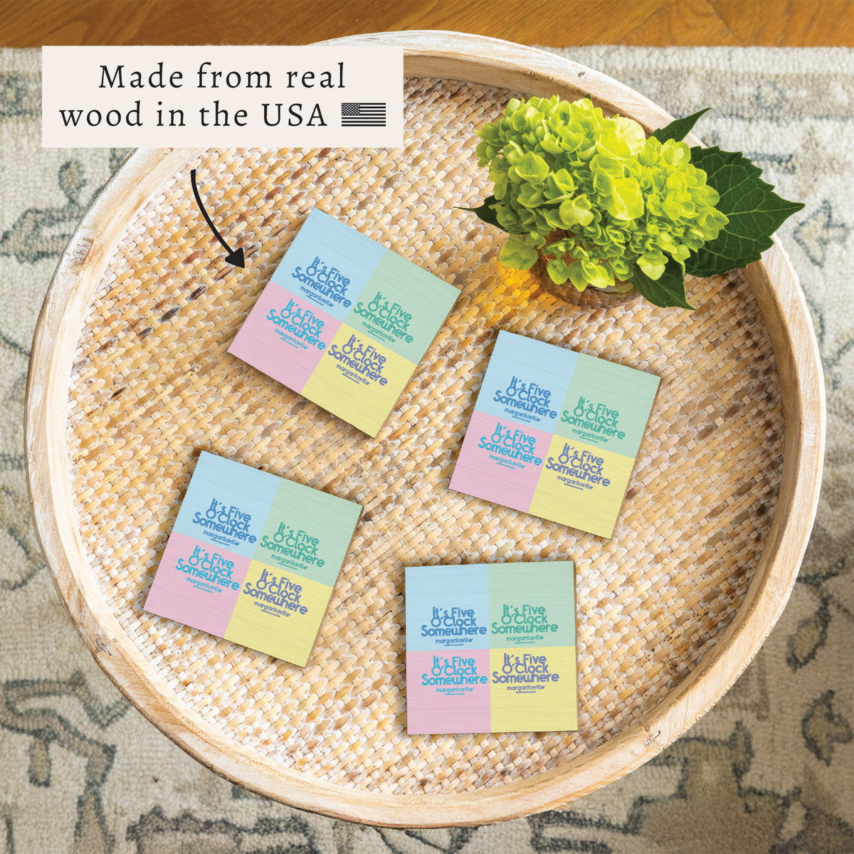 *It’s 5 O’Clock Somewhere Rainbow Coaster Set