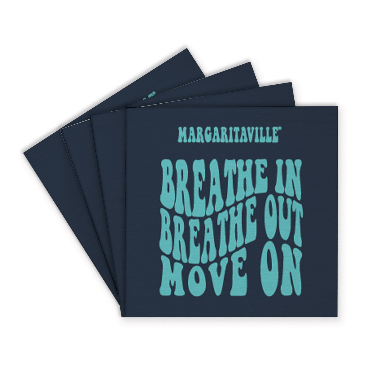 *Breathe In Breathe Out Navy In Coaster Set