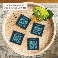 *Breathe In Breathe Out Navy In Coaster Set