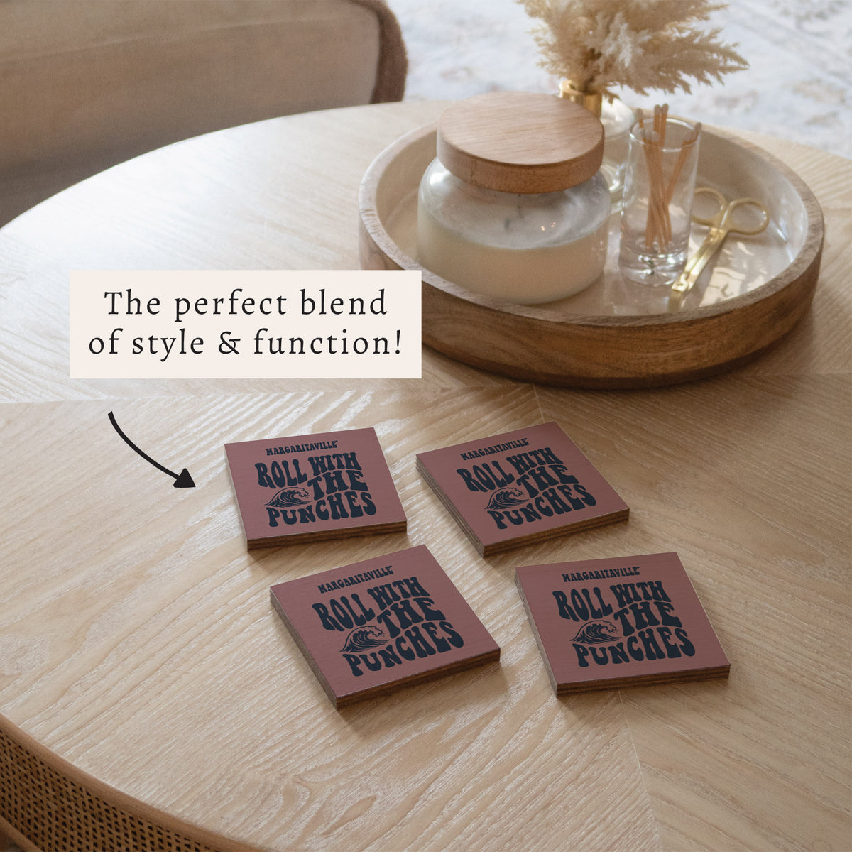 *Roll With The Punches Red Coaster Set