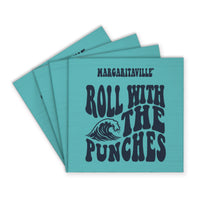 *Roll With The Punches Teal Coaster Set