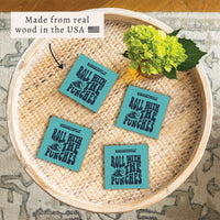 *Roll With The Punches Teal Coaster Set