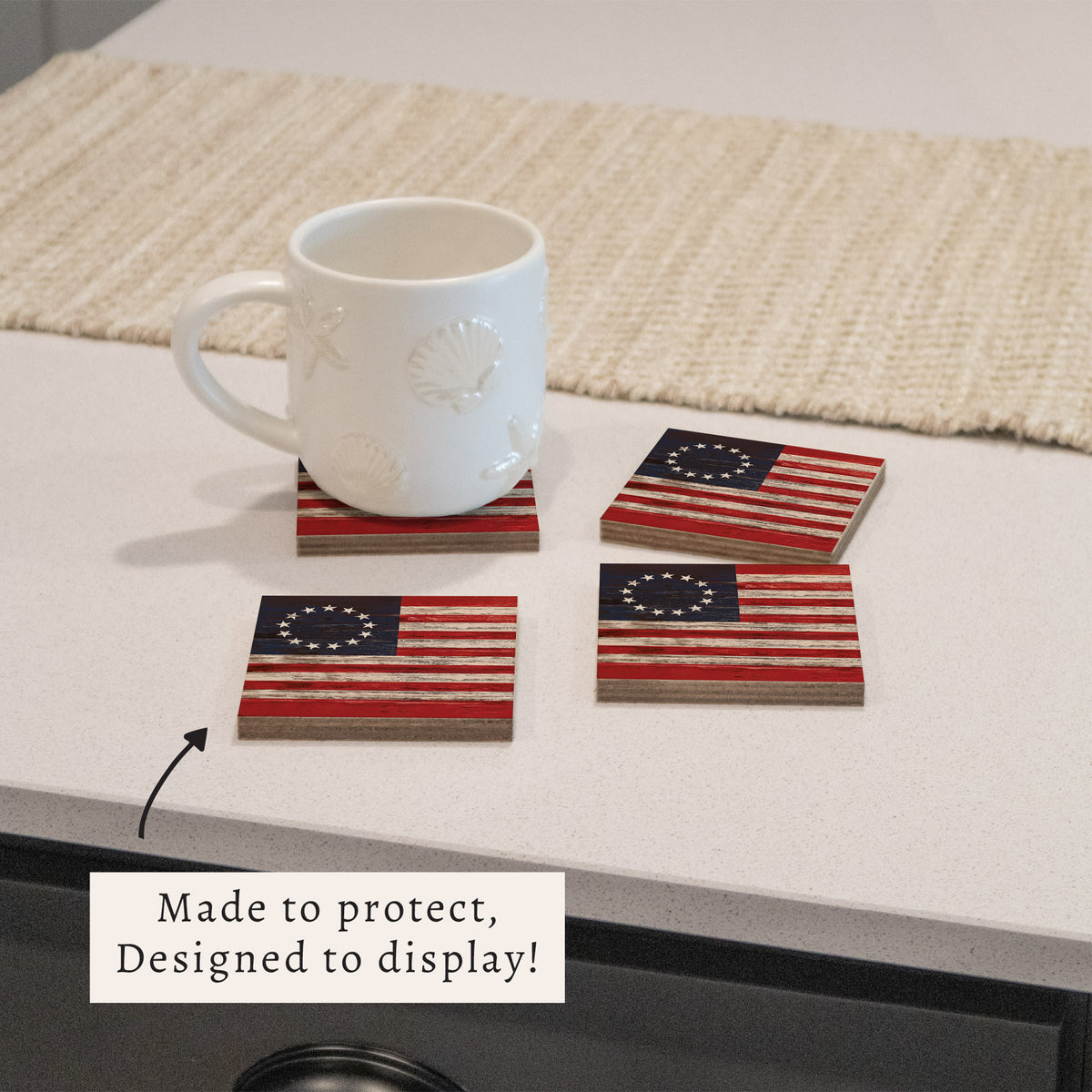 FOV Betsy Ross Flag Coaster Set
