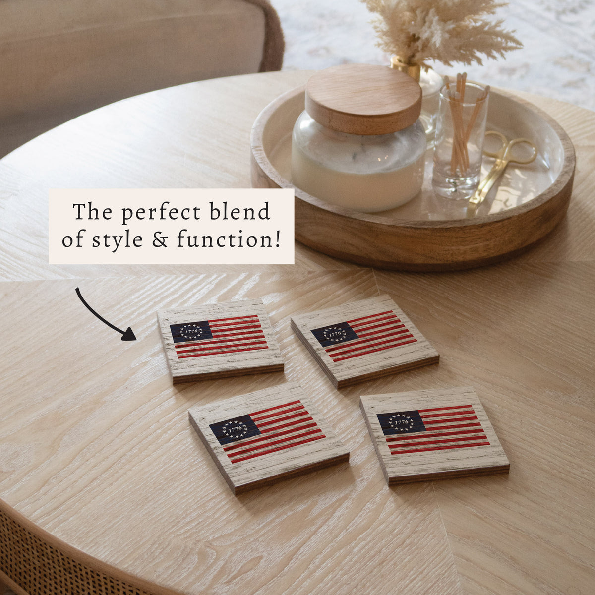 FOV 1776 Coaster Set - White