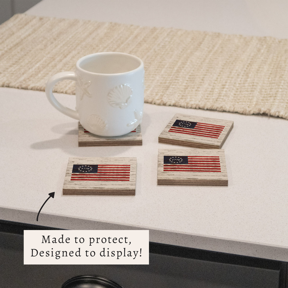 FOV 1776 Coaster Set - White