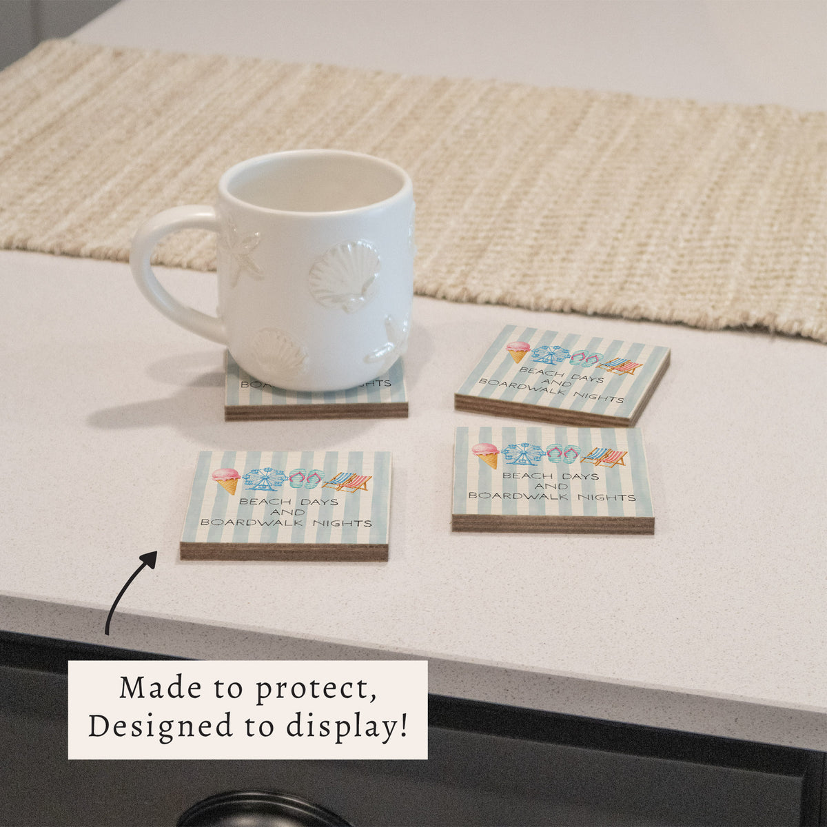 Beach Days And Boardwalk Nights Coaster Set