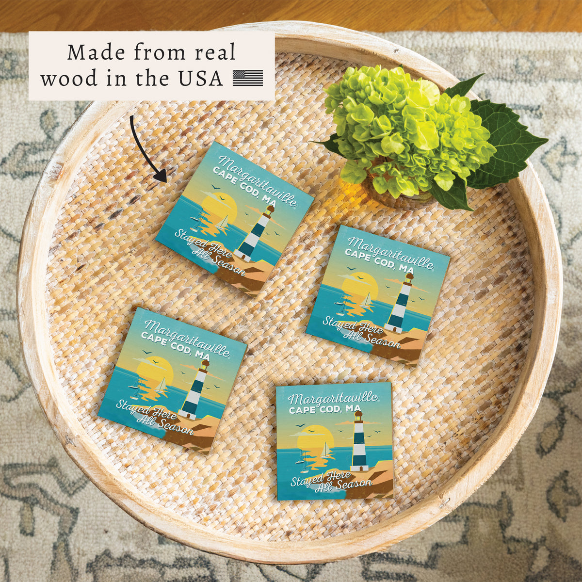 *Cape Cod Stayed Here All Season Coaster Set
