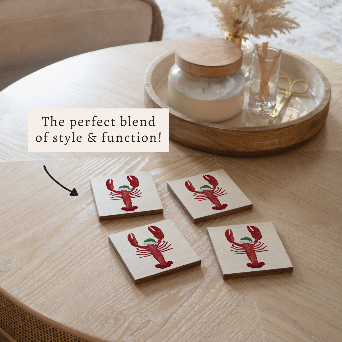 Santa Lobster Coaster Set