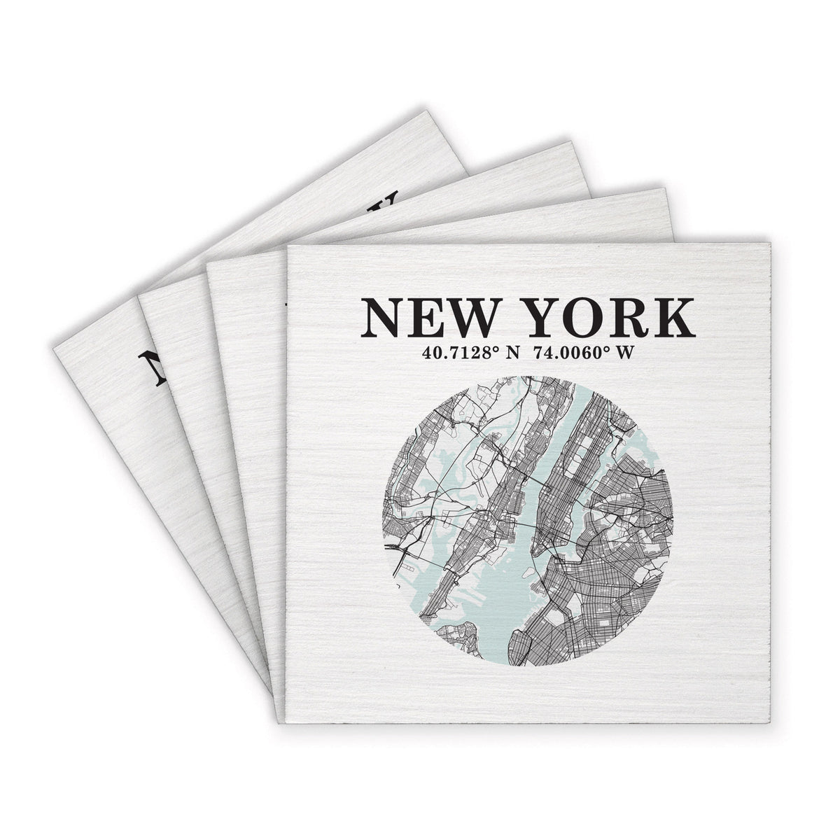 New York Map Art Coaster Set