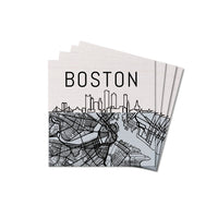 Boston City Map Coaster Set