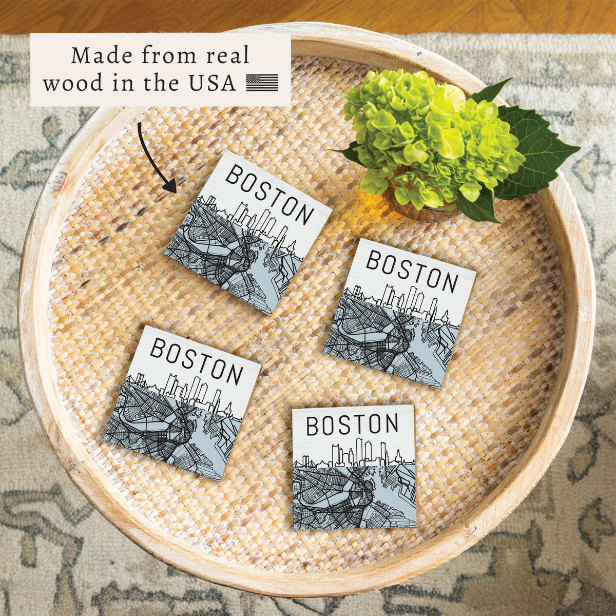 Boston City Map Coaster Set