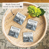 Boston City Map Coaster Set