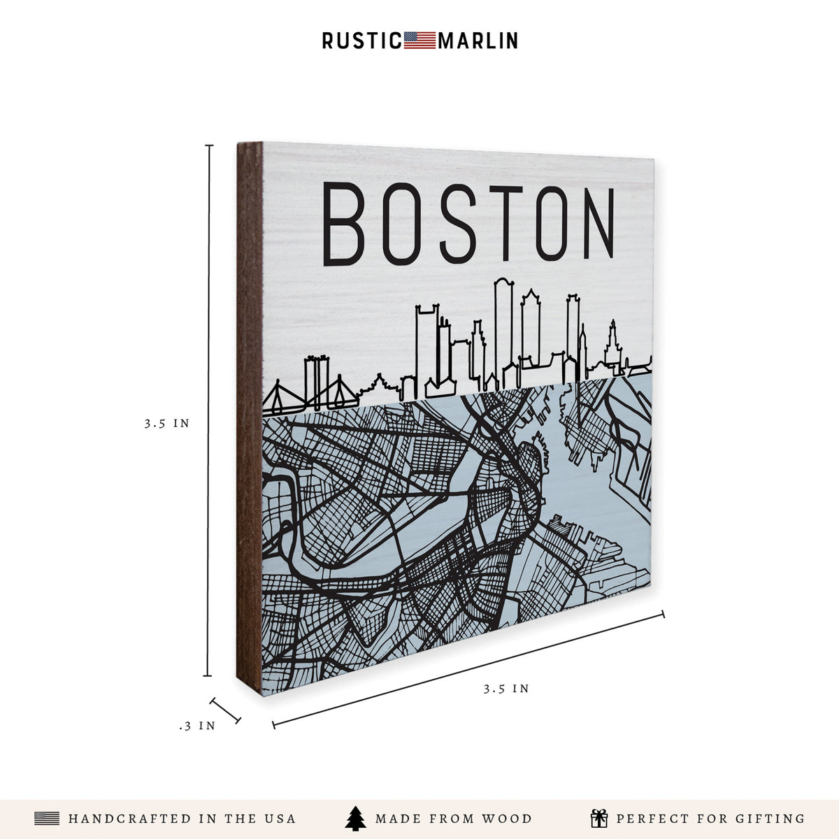 Boston City Map Coaster Set