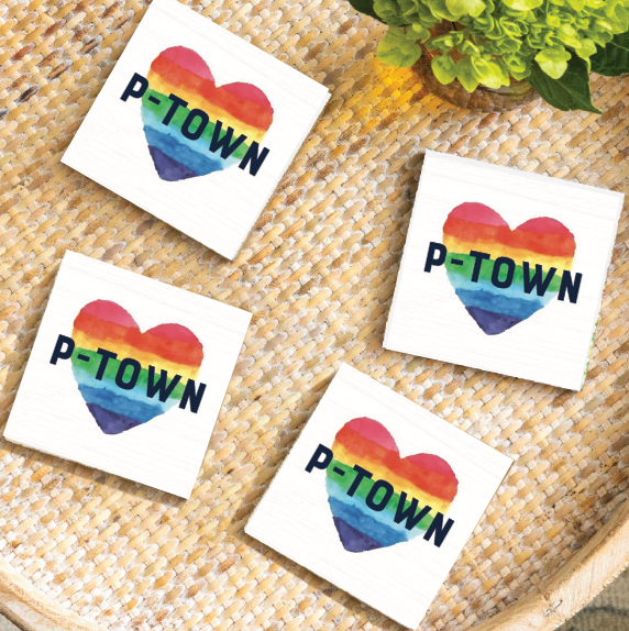 P-Town Rainbow Heart Coaster Set