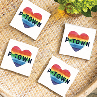 P-Town Rainbow Heart Coaster Set
