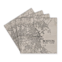 Boston Neutral City Map Coaster Set