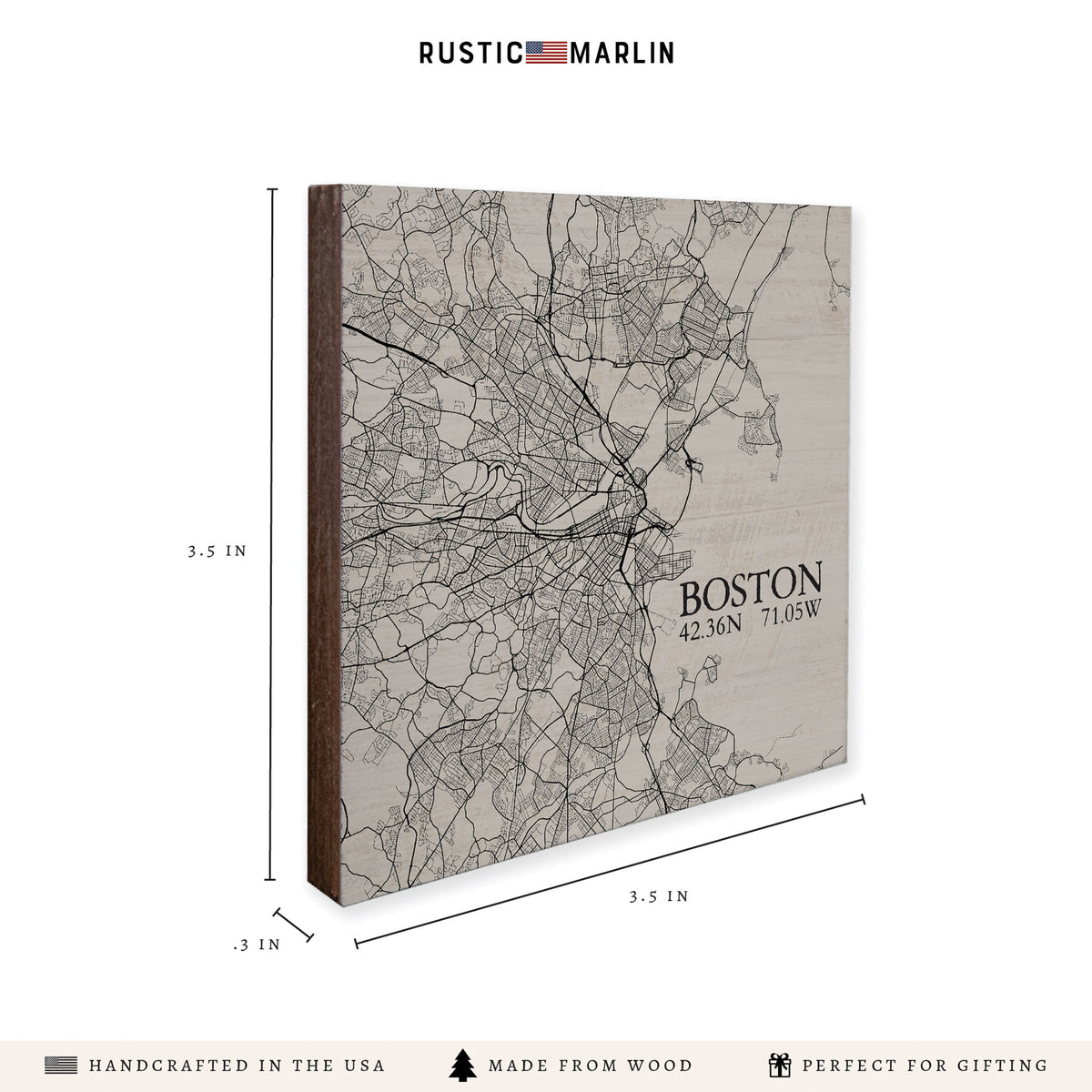 Boston Neutral City Map Coaster Set