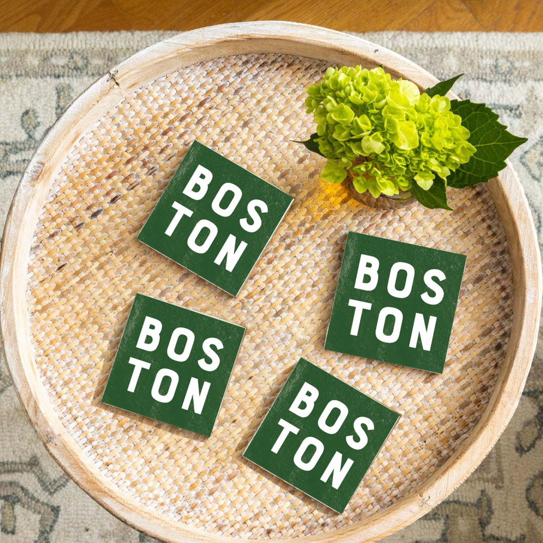 Green Boston Coaster Set