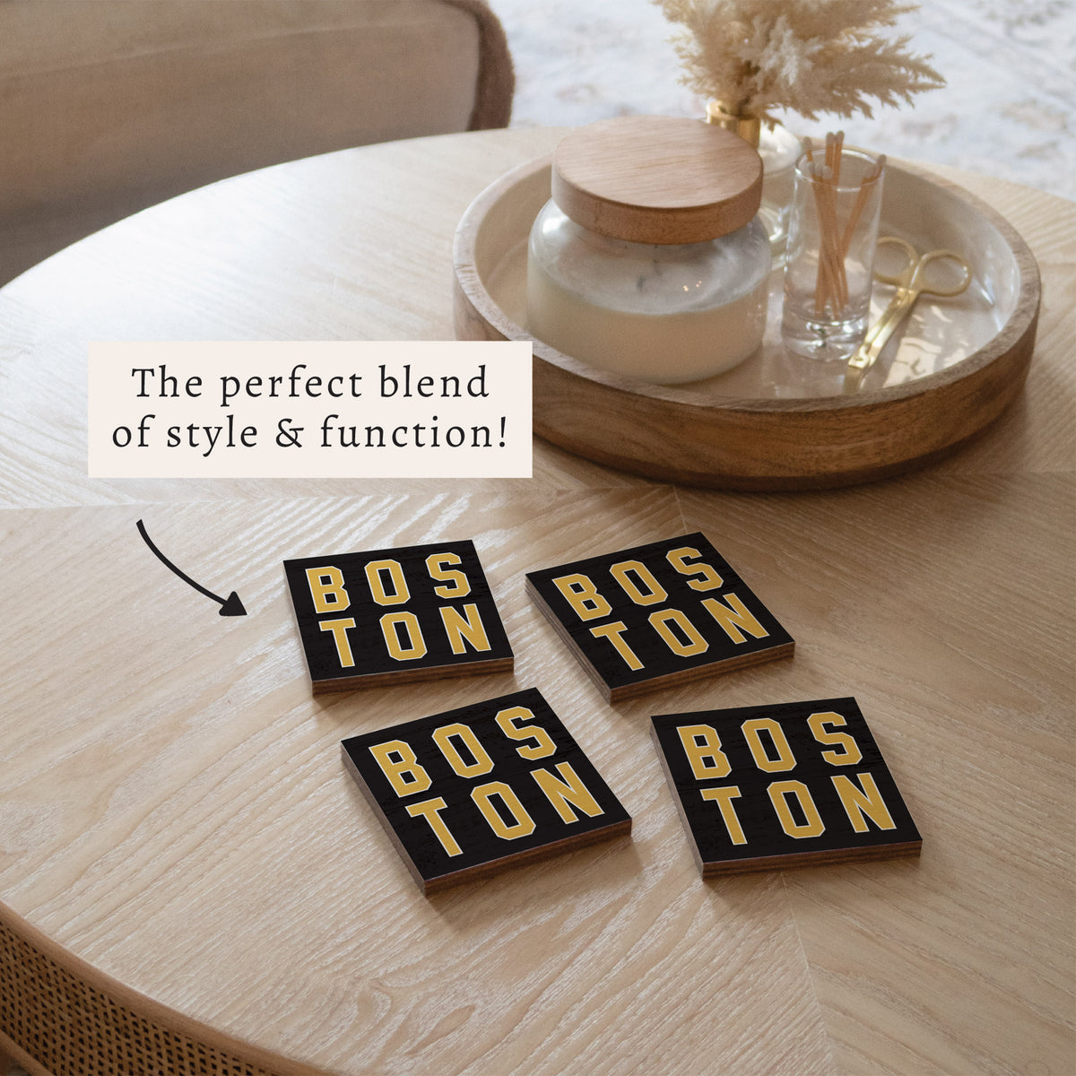 Boston Black and Gold Coaster Set
