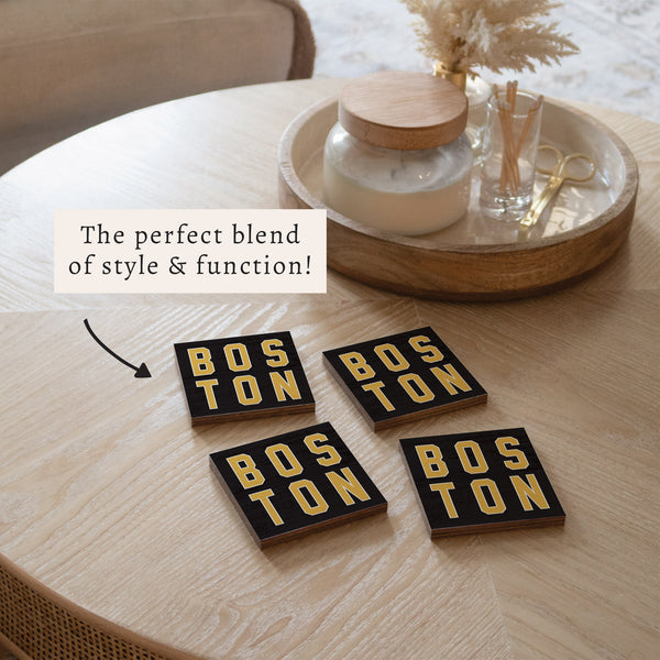 Boston Black and Gold Coaster Set