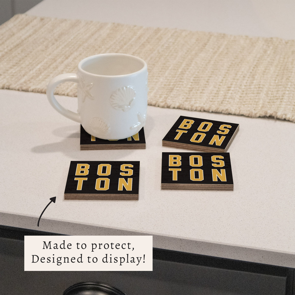 Boston Black and Gold Coaster Set
