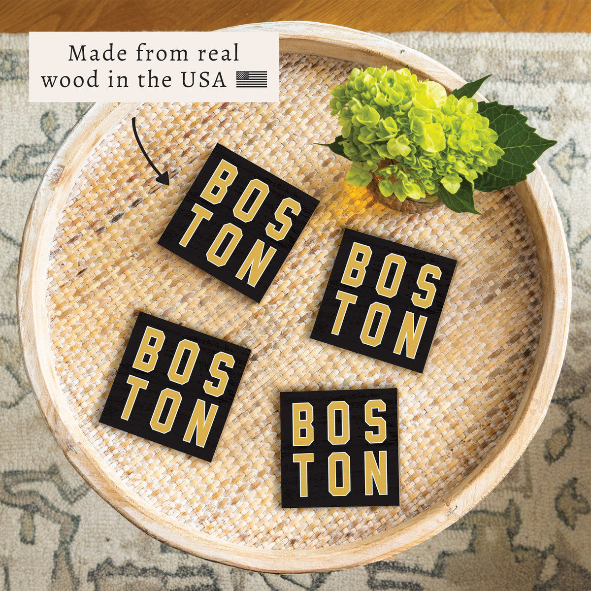 Boston Black and Gold Coaster Set